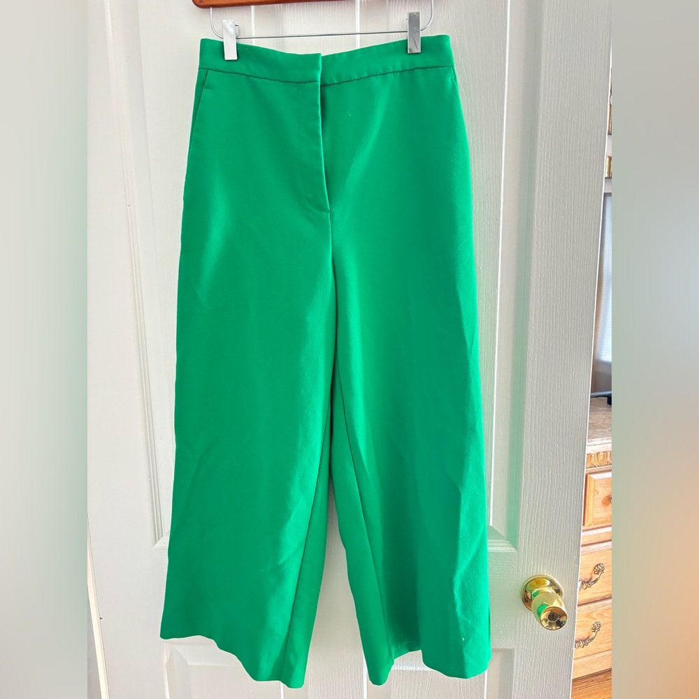 NWOT- Zara Kelly Green Wide-Leg Trousers